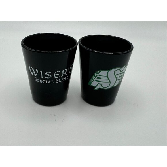 2 Saskatchewan Roughriders Wiser's Special Blend 1 ouce Shot Glasses Whiskey - Picture 1 of 3